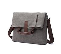 FANDARE Rétro Sacs bandoulière Toile Sac à Main Sac d'épaule Sacoche Sac de Messager pour Homme Femme Affaire Travail Voyager Université Ecole Multifonctionnel Mallette Gris foncé