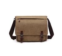 FANDARE Rétro Sacs bandoulière Toile Sacoche Sacs à Main Homme Femme Sac Besace Sac d'épaule Adapter 12,9 Pouces Ordinateur Portable pour Travail Voyag Business Université Ecole Sac Messager Kaki