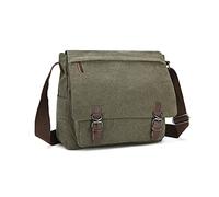 FANDARE Rétro Sacs bandoulière Toile Sacoche Sacs à Main Homme Femme Sac Besace Sac d'épaule Adapter 12,9 Pouces Ordinateur Portable pour Travail Voyag Business Université Ecole Sac Messager Vert