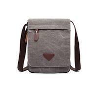 FANDARE Rétro Sacs bandoulière Toile Sacoche Sacs à Main Homme Femme Sac Besace Sac d'épaule pour Travail Voyag Business Université Ecole Multifonctionnel Sac d'épaule Messager Bag Gris