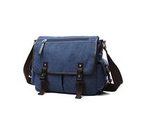 FANDARE Rétro Sacs bandoulière Toile Sacoche Sacs à Main Homme Sac Besace Porte-Documents Sac d'épaule Adapter 12,9 Pouces Tablet Travail Voyag Business Université Ecole Sac Messager Bleu foncé