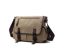 FANDARE Rétro Sacs bandoulière Toile Sacoche Sacs à Main Homme Sac Besace Porte-Documents Sac d'épaule Adapter 12,9 Pouces Tablet Travail Voyag Business Université Ecole Sac Messager Kaki