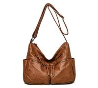 FANDARE Rétro Sacs Portés Epaule Femme Sac Bandoulieres Hobo Sacoche Étanche Cuir PU pour Achats Fête École Voyage Crossbody Bag Brun