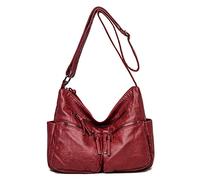 FANDARE Rétro Sacs Portés Epaule Femme Sac Bandoulieres Hobo Sacoche Étanche Cuir PU pour Achats Fête École Voyage Crossbody Bag Vin Rouge