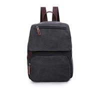 FANDARE Rétro Toile Sacs à Dos Unisex Cartables Scolaires College Homme Femme Sac d'école pour 12.9 Pouce Laptop Voyage Travail Camping Sac à bandoulière Sac d'épaule Noir