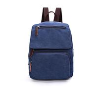 FANDARE Rétro Toile Sacs à Dos Unisex Cartables Scolaires College Homme Femme Sac d'école pour 12.9 Pouce Laptop Voyage Travail Camping Sac à bandoulière Sac d'épaule Bleu foncé