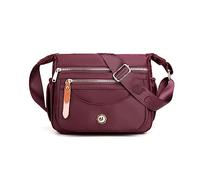 FANDARE Sac à bandoulière Femme - Sac Besace Porté épaule avec Bandoulière Large Réglable pour Voyage - Sling Crossbody Bag Sacoche Messenger Vin Rouge