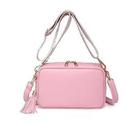 FANDARE Sac à bandoulière pour Femme en Cuir PU Sac Besace Sac Porté épaule Sacs à bandoulière avec Deux Bandoulières Sac d'épaule pour Voyage Cyclisme Sling Crossbody Bag Sac de Messenger Rose