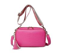 FANDARE Sac à bandoulière pour Femme en Cuir PU Sac Besace Sac Porté épaule Sacs à bandoulière avec Deux Bandoulières Sac d'épaule pour Voyage Cyclisme Sling Crossbody Bag Sac de Messenger Rose Rouge