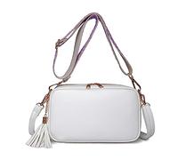 FANDARE Sac à bandoulière pour Femme en Cuir PU Sac Besace Sac Porté épaule Sacs à bandoulière avec Deux Bandoulières Sac d'épaule pour Voyage Cyclisme Sling Crossbody Bag Sac de Messenger Blanc