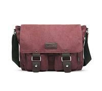 FANDARE Sac à bandoulière Toile Millésime Unisexe Sac d'épaule Hommes/Femmes Toile Sac Messager, 7.9 Pouces Tablet Sacs Portés épaule, pour Travail, fac, Voyage, Sport Vin Rouge