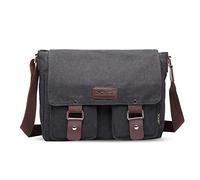 FANDARE Sac à bandoulière Toile Millésime Unisexe Sac d'épaule Hommes/Femmes Toile Sac Messager, 7.9 Pouces iPad Sacs Portés épaule, pour Travail, fac, Voyage, Sport Noir