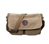 FANDARE Sac a Bandouliere Toile Sac d'épaule Unisexe Sacs Portés épaule 7.9 Pouces iPad Messenger Bag Briefcase Hommes/Femmes Sac de Sport Travail Ecole Cartable Kaki