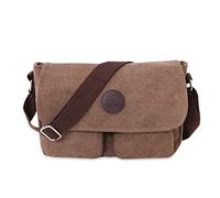 FANDARE Sac a Bandouliere Toile Sac d'épaule Unisexe Sacs Portés épaule 7.9 Pouces iPad Messenger Bag Briefcase Hommes/Femmes Sac de Sport Travail Ecole Cartable Marron