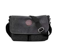 FANDARE Sac a Bandouliere Toile Sac d'épaule Unisexe Sacs Portés épaule 7.9 Pouces iPad Messenger Bag Briefcase Hommes/Femmes Sac de Sport Travail Ecole Cartable Noir