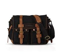 FANDARE Sac à bandoulière Unisexe en Toile pour Ordinateur Portable de 14 Pouces pour Homme/Femme, Noir, Large