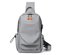 FANDARE Sac à Bandoulière Unisexe Sac de Poitrine avec Cordon de Serrage Latéral et Poche Secrète Anti-Vol Design Minimaliste Gris