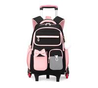 FANDARE Sac à dos à roulettes 35L pour Fille Étudiante Cartable Scolaire avec 6 Roues Multipoches Imperméable Sac à Dos PC Portable 15.6 Pouces Grande Capacité pour Voyage Collège Rose