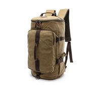 FANDARE Sac à Dos Convertible 2-en-1 Toile 35L Unisexe Kaki | multi-poches, bandoulière réglable, sangles cachées pour mode street & outdoor, Idéal voyage cabine, école, travail