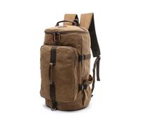 FANDARE Sac à Dos Convertible 2-en-1 Toile 35L Unisexe Marron | multi-poches, bandoulière réglable, sangles cachées pour mode street & outdoor, Idéal voyage cabine, école, travail