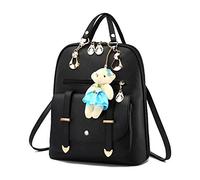 FANDARE Sac à Dos de Mode Femme Cartable Fille Étanche Sacs Scolaires Sac D'épaule PU Backpack pour Décontractée Voyage Vacances École Sac d'école Noir