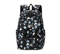 FANDARE Sac à Dos Enfant Ado Élège Lanière Valise Design Motif Graffiti Polyester pour École Voyage Quotidien Style Moderne Garçon Fille Noir