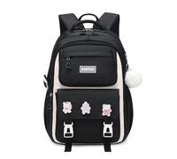 FANDARE Sac à Dos Enfant Cartables Scolaires Sacs à Dos Loisir Filles Sac À Dos avec Un Joli Badge Voyage Garcon Fille Sac d'école Sac de Sport Sac Weekend Cartables Scolaires School Bag Noir