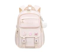 FANDARE Sac à Dos Enfant Cartables Scolaires Sacs à Dos Loisir Filles Sac À Dos avec Un Joli Badge Voyage Garcon Fille Sac d'école Sac de Sport Sac Weekend Cartables Scolaires School Bag Beige