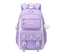 FANDARE Sac à Dos Enfant Cartables Scolaires Sacs à Dos Loisir Filles Sac À Dos avec Un Joli Badge Voyage Garcon Fille Sac d'école Sac de Sport Sac Weekend Cartables Scolaires School Bag Violet
