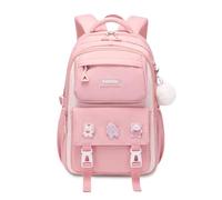 FANDARE Sac à Dos Enfant Cartables Scolaires Sacs à Dos Loisir Filles Sac À Dos avec Un Joli Badge Voyage Garcon Fille Sac d'école Sac de Sport Sac Weekend Cartables Scolaires School Bag Rose