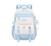 FANDARE Sac à Dos Enfant École Léger Grande Capacité Nylon Imperméable Multi-Poches Fond Renforcé Sangle Valise Poche Cachée Dorsale Sangle Poitrine Bretelles Ergonomiques Bleu