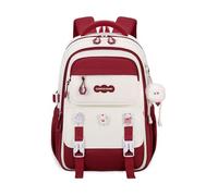FANDARE Sac à Dos Enfant École Léger Grande Capacité Nylon Imperméable Multi-Poches Fond Renforcé Sangle Valise Poche Cachée Dorsale Sangle Poitrine Bretelles Ergonomiques Rouge