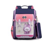 FANDARE Sac à Dos Enfant Filles GarçOns Cartables Scolaires Trousse à Crayons ImperméAble Nylon Sacs Scolaires Scolaires pour ÉTudiant ÉCole Sac à Dos à Motifs Lapin Et Astronaute Bleu