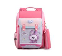 FANDARE Sac à Dos Enfant Filles GarçOns Cartables Scolaires Trousse à Crayons ImperméAble Nylon Sacs Scolaires Scolaires pour ÉTudiant ÉCole Sac à Dos à Motifs Lapin Et Astronaute Rose