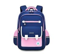 FANDARE Sac à Dos Enfant Loisir Maternelle pour 4-9 Ans - Cartable Scolaire Voyage pour Filles et Garçons - Bleu Rose L