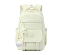 FANDARE Sac à Dos Enfant pour École avec Décoration en Peluche, Cartable Mignon pour École Primaire, Léger Adolescents Maternelle (3-12 Ans) Garçons & Filles Vert Menthe