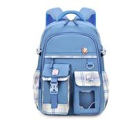 FANDARE Sac à Dos Enfant Sac a Dos Maternelle Cartables Scolaires Sacs d'école Sacs Scolaires Cartables Filles Garçons Sacs Scolaires Voyage école avec Pendentif en Peluche & Badge Mignon Bleu foncé