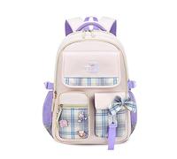 FANDARE Sac à Dos Enfant Sac a Dos Maternelle Lumineux Cartables Scolaires Sacs d'école Filles Garçons Sacs Scolaires Outdoor Voyage école avec Pendentif en Peluche & Badge Mignon Blanc