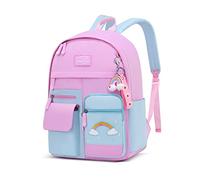 FANDARE Sac à Dos Enfant Sacs Scolaires Filles Cartables Scolaires Sac d'école Sacs Scolaires pour 4-9 Année Étudiant Outdoor Voyage école Sortie de Printemps Daypacks Imperméable Nylon Rose Bleu