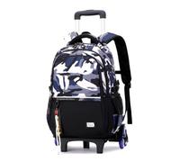 FANDARE Sac à Dos Étudiant 35L Imperméable Oxford Cartable Roulettes 2 en 1 Convertible Sac Scolaire Polyvalent avec Compartiment PC 15.6" pour Lycée Université Voyage Bleu Camouflage