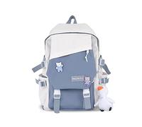 FANDARE Sac à Dos Femme 15.6 Pouces Imperméable Polyester Couleurs Bonbon Élégant Léger Voyage Bureau Quotidien Affaires Dos Cousserté Sac Ordinateur Portable Bleu