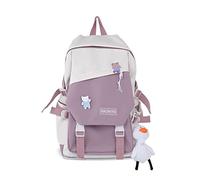 FANDARE Sac à Dos Femme 15.6 Pouces Imperméable Polyester Couleurs Bonbon Élégant Léger Voyage Bureau Quotidien Affaires Dos Cousserté Sac Ordinateur Portable Violet