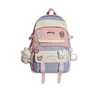 FANDARE Sac à Dos Femme Adorable 15.6 Pouces Compartiment Ordinateur Porte-Bagage Poche Multiple Imperméable en Polyester Cadeau Pin & Charms Violet
