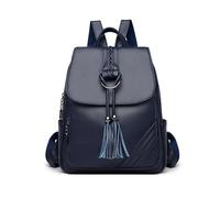 FANDARE Sac à Dos Femme Chic Frange Sacs portés Elegant PU Leger Polyvalent Main Portés Cartable Scolaire Fille pour Voyages Université doté de Multiples Poches Bleu