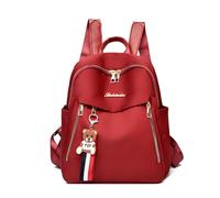 FANDARE Sac à Dos Femme Chic Sacs portés Dos avec charmes Amovibles Elegant PU Leger élégant et Polyvalent Main Portés Cartable Scolaire Fille pour Voyages Université doté de Multiples Poches Rouge