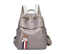 FANDARE Sac à Dos Femme Chic Sacs portés dos avec charmes amovibles Elegant PU Leger élégant et polyvalent Main Portés Cartable Scolaire Fille pour Voyages Université doté de multiples poches Kaki