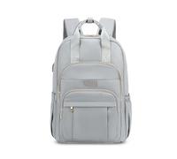 FANDARE Sac à Dos Femme Élégant Imperméable en Nylon avec Port USB, Compartiment Ordinateur 15.6 Pouces Sangle Fixation Valise Idéal Voyage et Travail Quotidien Gris