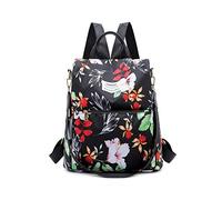 FANDARE Sac à Dos Femme Sac à bandoulière Filles Sac à Main Anti-vol Sacs d'école Sacs d'épaule 3 en 1 Scolaires Cartables Adolescent Loisir Filles Sacs de Voyage Campus Imperméable Fleurs Noires