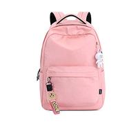 FANDARE Sac À Dos Femmes Cartables Scolaires avec USB Élève Adolescent Sac d'école Loisir Filles Sacs de Voyage pour 15,6 Pouces Ordinateur Bagages Randonnée Décontracté Knapsack Polyester Rose