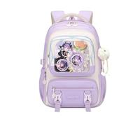 FANDARE Sac à Dos Fille Collège Léger Étanche Multipoches Grande Capacité avec Fixation Trolley Cute Cartable Ado Lycéenne Violet